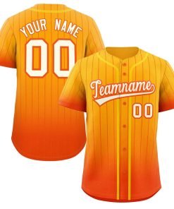Custom Yellow Orange-White Gradient Stripe Fashion Authentic Baseball Jersey