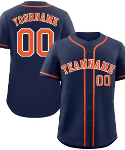 Custom Navy Orange-White Classic Style Authentic Baseball Jersey
