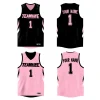 Custom Black Pink Double Side Tops Athletic Basketball Jersey