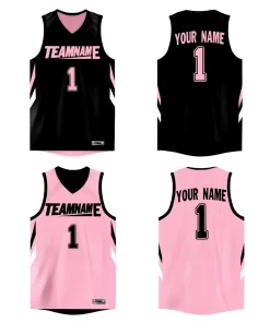 Custom Black Pink Double Side Tops Athletic Basketball Jersey
