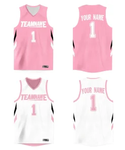Custom Pink White  Double Side Tops Athletic Basketball Jersey
