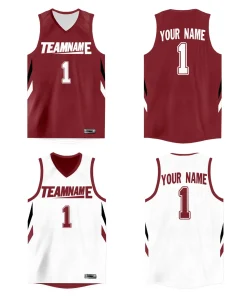 Custom Crimson White  Double Side Tops Athletic Basketball Jersey