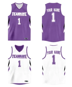 Custom Purple White  Double Side Tops Athletic Basketball Jersey