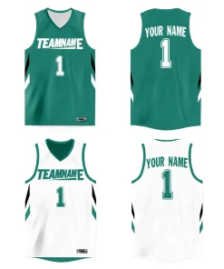 Custom Teal White  Double Side Tops Athletic Basketball Jersey
