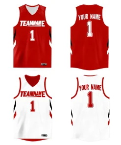 Custom Red White  Double Side Tops Athletic Basketball Jersey