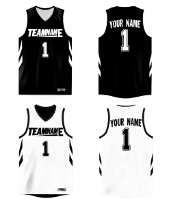 Custom Black White  Double Side Tops Athletic Basketball Jersey