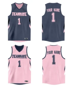 Custom Gray Pink  Double Side Tops Athletic Basketball Jersey