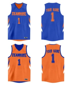 Custom Royal Orange  Double Side Tops Athletic Basketball Jersey