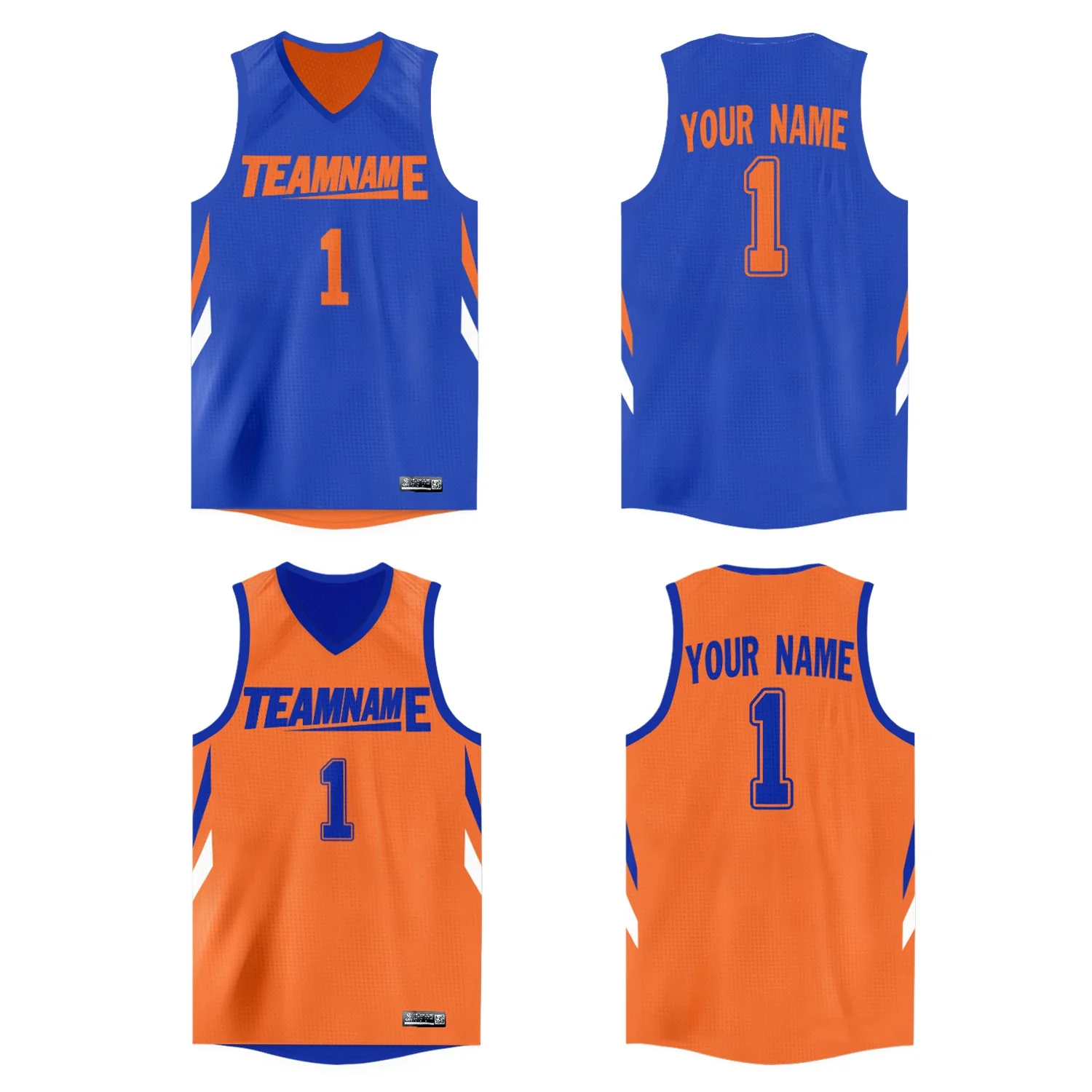 Custom Royal Orange Double Side Tops Athletic Basketball Jersey