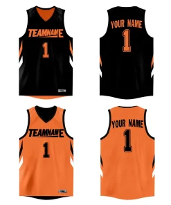 Custom Black Orange  Double Side Tops Athletic Basketball Jersey