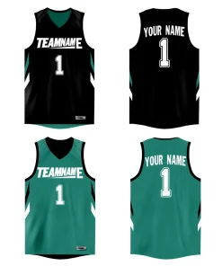 Custom Black Green Double Side Tops Athletic Basketball Jersey