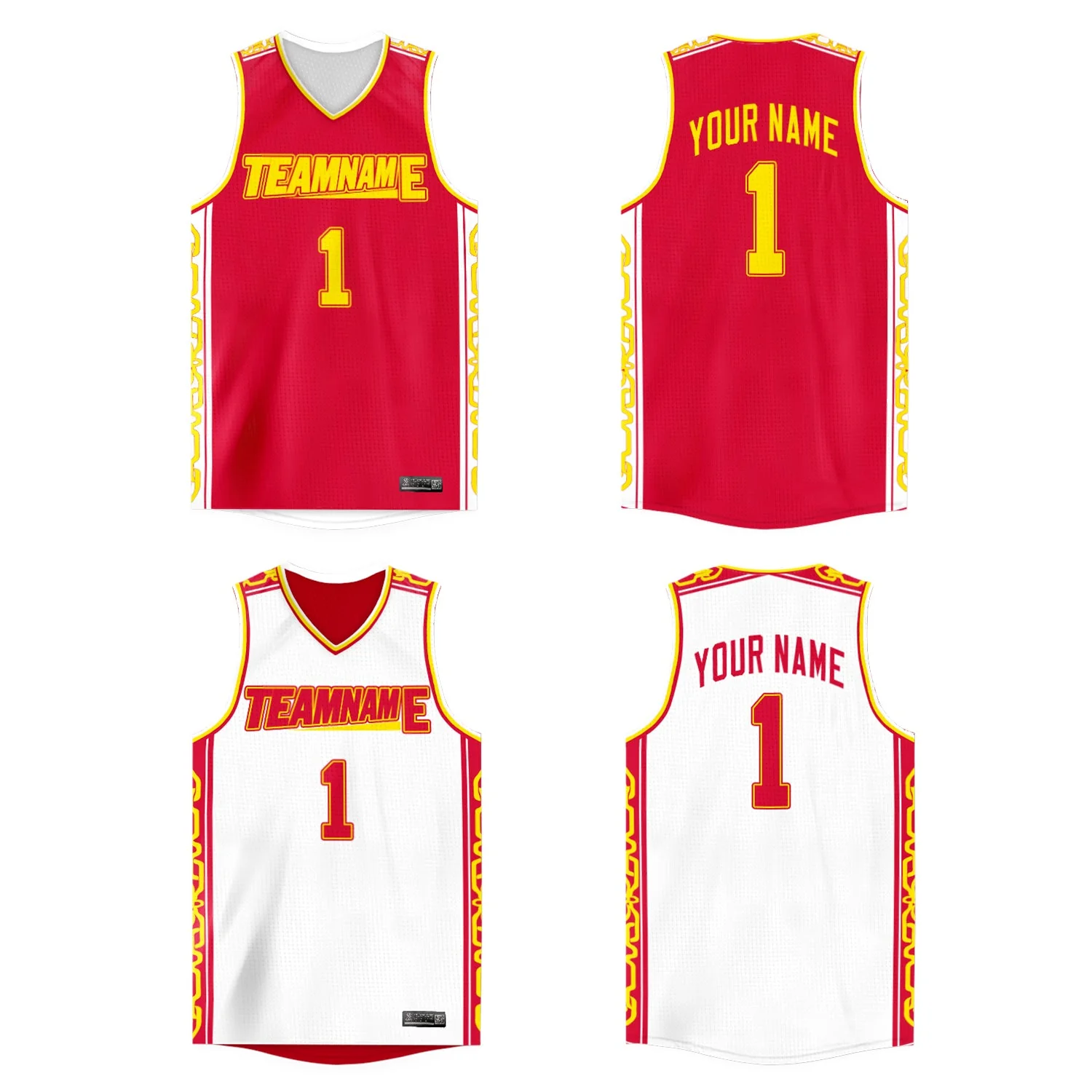 Custom Red White Double Side Tops Athletic Basketball Jersey