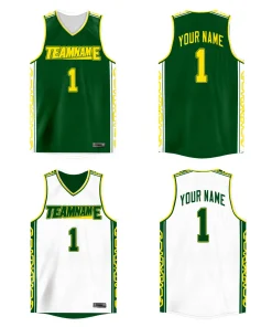 Custom Green White  Double Side Tops Athletic Basketball Jersey