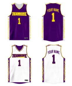 Custom Purple White  Double Side Tops Athletic Basketball Jersey