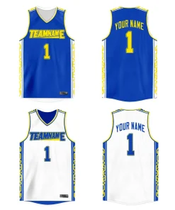 Custom Royal White  Double Side Tops Athletic Basketball Jersey