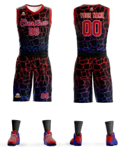 Custom Black Pink-Blue Spotted Graffiti Pattern Sports Uniform Basketball Jersey