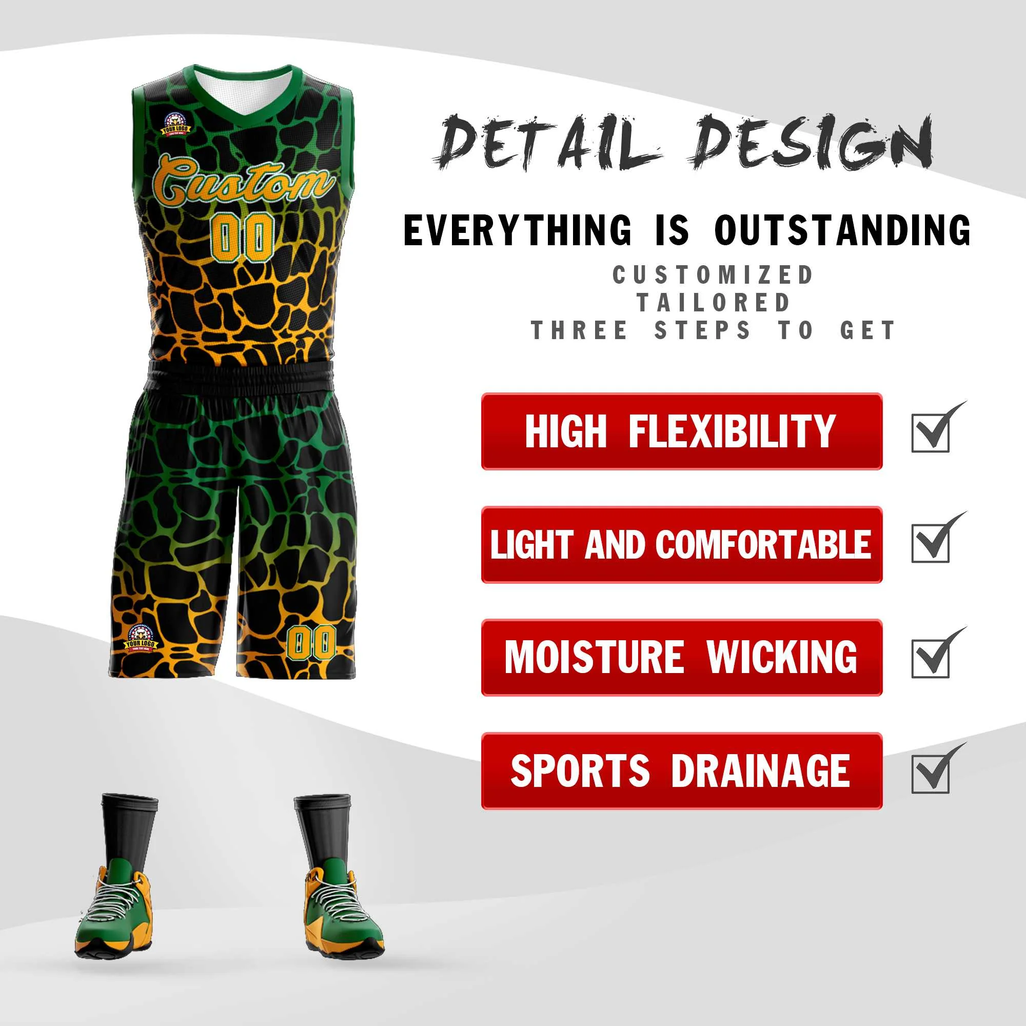 Custom Black Kelly Green-Yellow Spotted Graffiti Pattern Sports Uniform Basketball Jersey - Image 2