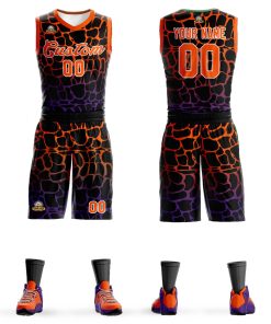 Custom Black Orange-Purple Spotted Graffiti Pattern Sports Uniform Basketball Jersey