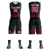 Custom Black Midnight Green-Pink Spotted Graffiti Pattern Sports Uniform Basketball Jersey