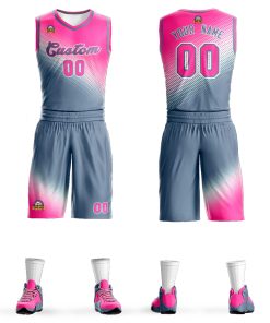 Custom Pink Dark Gray Gradient Fashion Sports Uniform Basketball Jersey