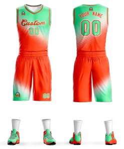 Custom Light Green Orange Gradient Fashion Sports Uniform Basketball Jersey