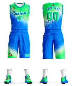 Custom Light Green Blue Gradient Fashion Sports Uniform Basketball Jersey