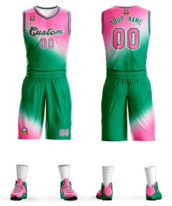 Custom Pink Kelly Green Gradient Fashion Sports Uniform Basketball Jersey