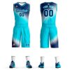 Custom Navy Sky Blue Gradient Fashion Sports Uniform Basketball Jersey