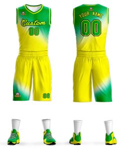 Custom Kelly Green Gold Gradient Fashion Sports Uniform Basketball Jersey