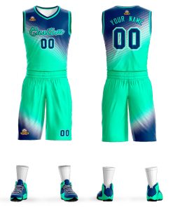 Custom Navy Neon Green Gradient Fashion Sports Uniform Basketball Jersey