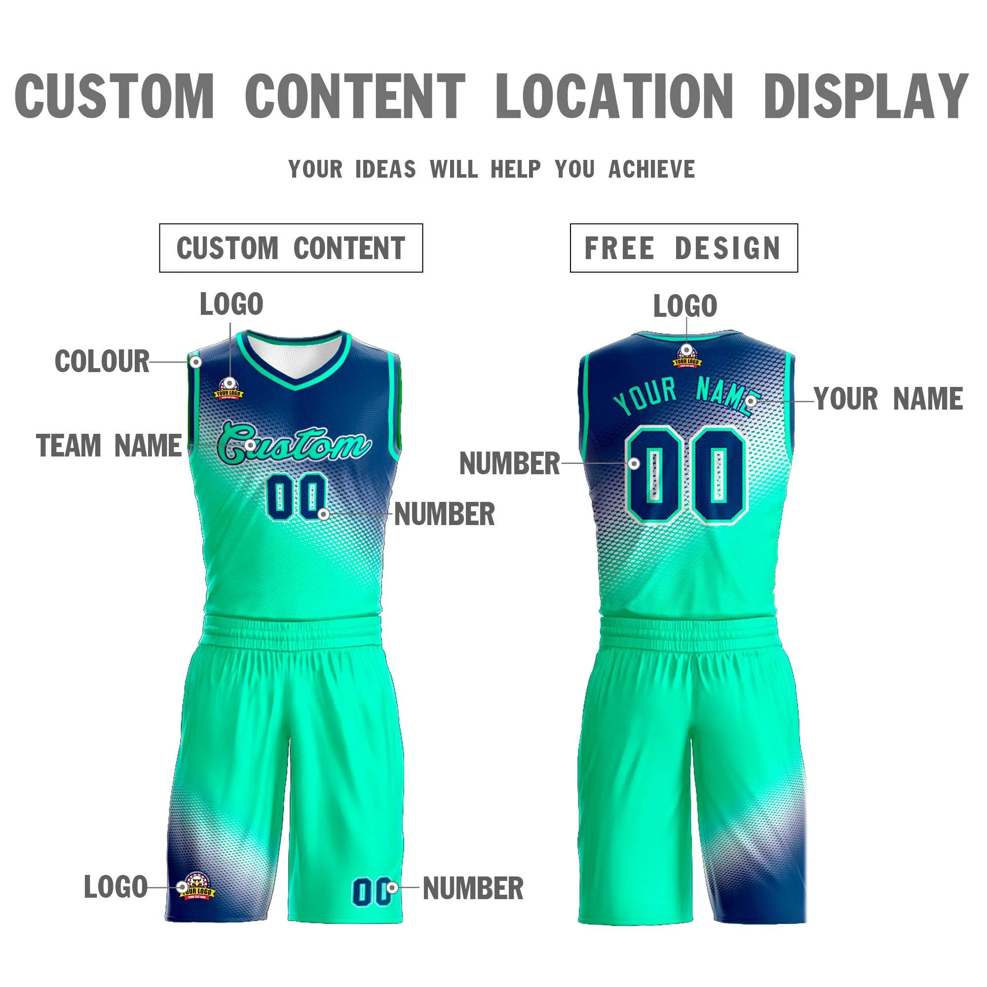 Custom Navy Neon Green Gradient Fashion Sports Uniform Basketball Jersey - Image 3