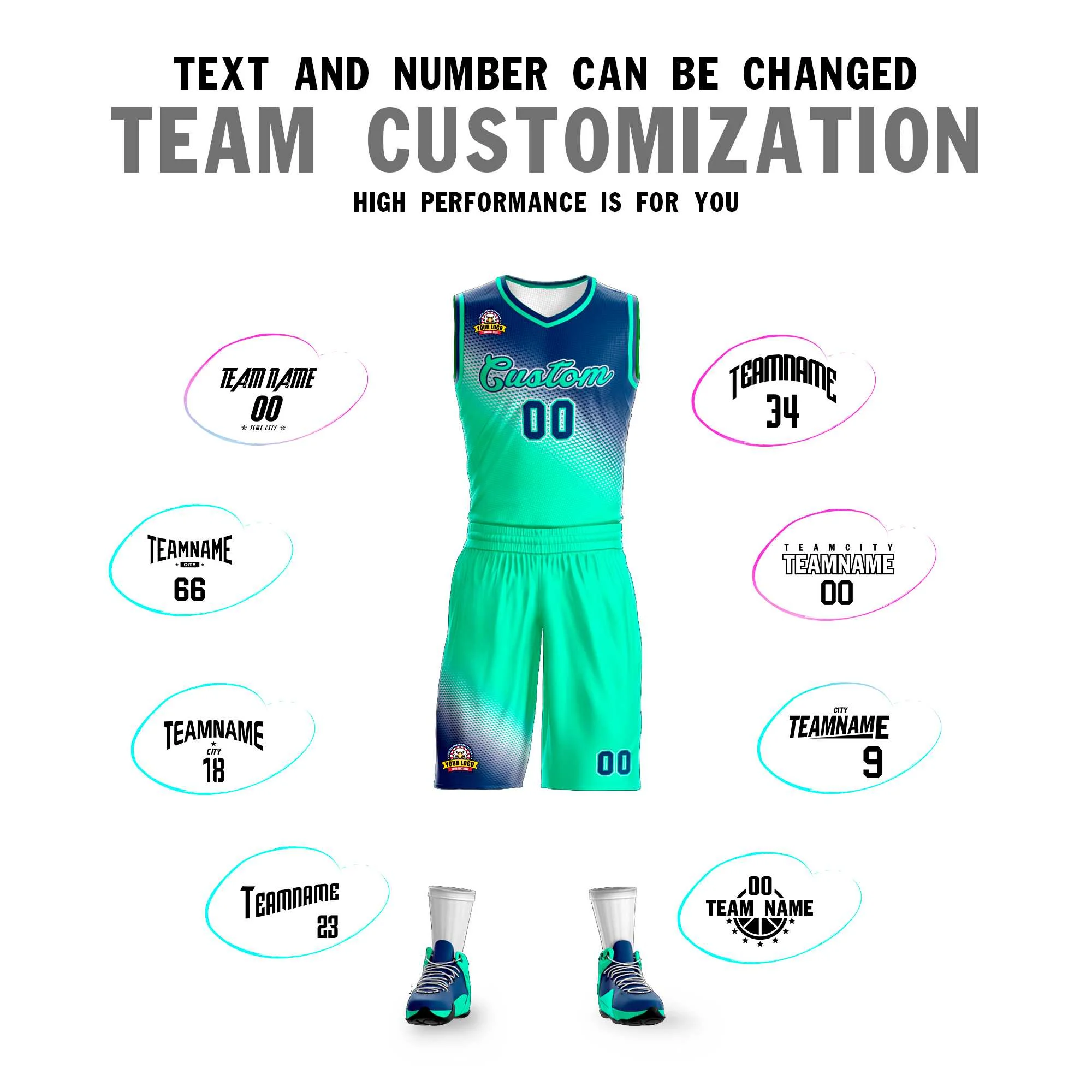 Custom Navy Neon Green Gradient Fashion Sports Uniform Basketball Jersey - Image 4