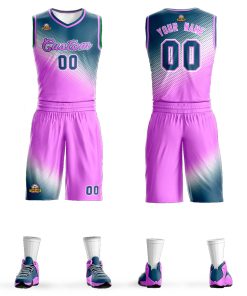 Custom Gray Pink Gradient Fashion Sports Uniform Basketball Jersey