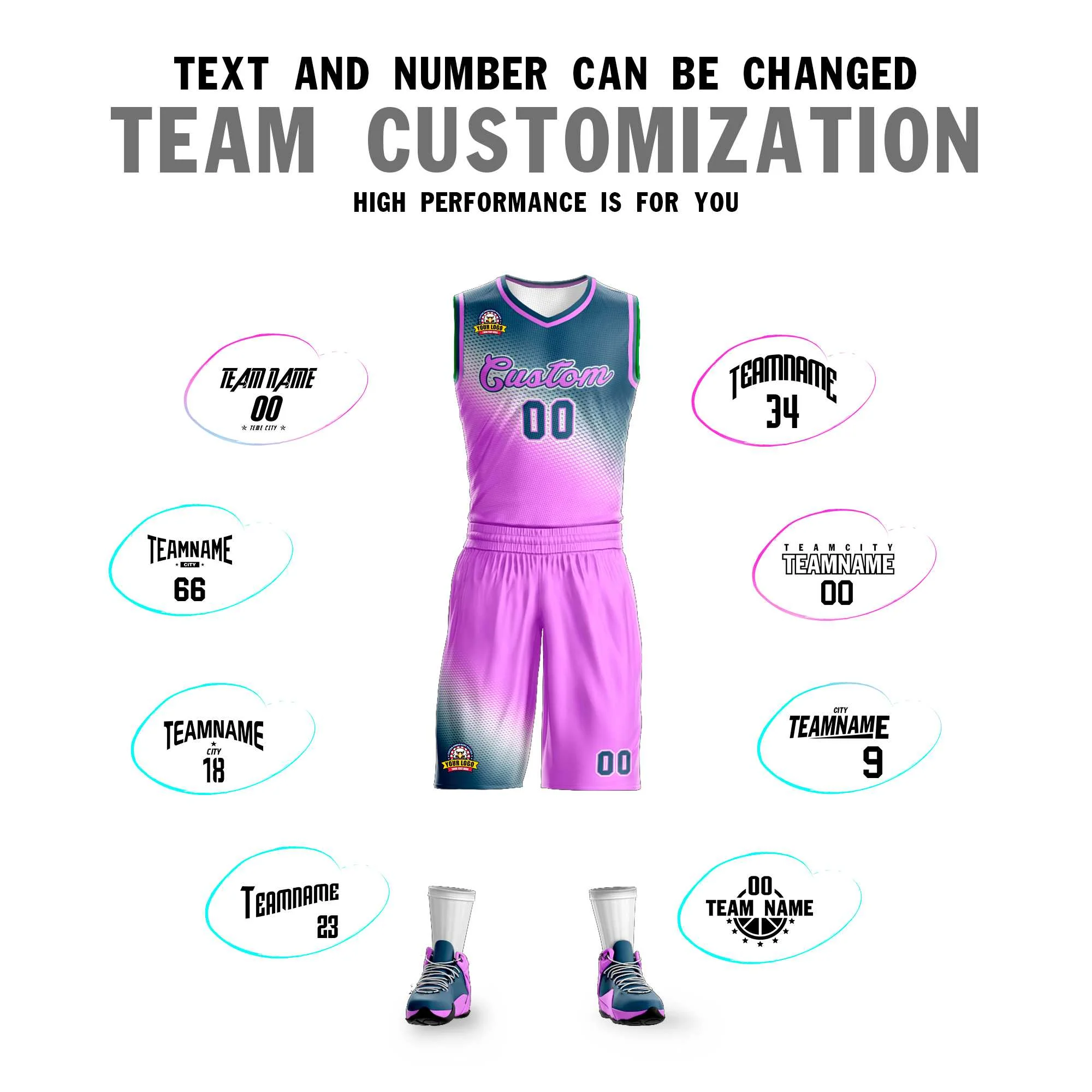 Custom Gray Pink Gradient Fashion Sports Uniform Basketball Jersey - Image 4