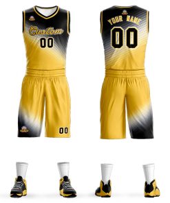 Custom Black Yellow Gradient Fashion Sports Uniform Basketball Jersey