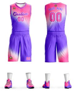 Custom Pink Purple Gradient Fashion Sports Uniform Basketball Jersey