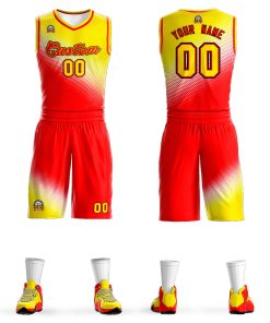 Custom Gold Red Gradient Fashion Sports Uniform Basketball Jersey