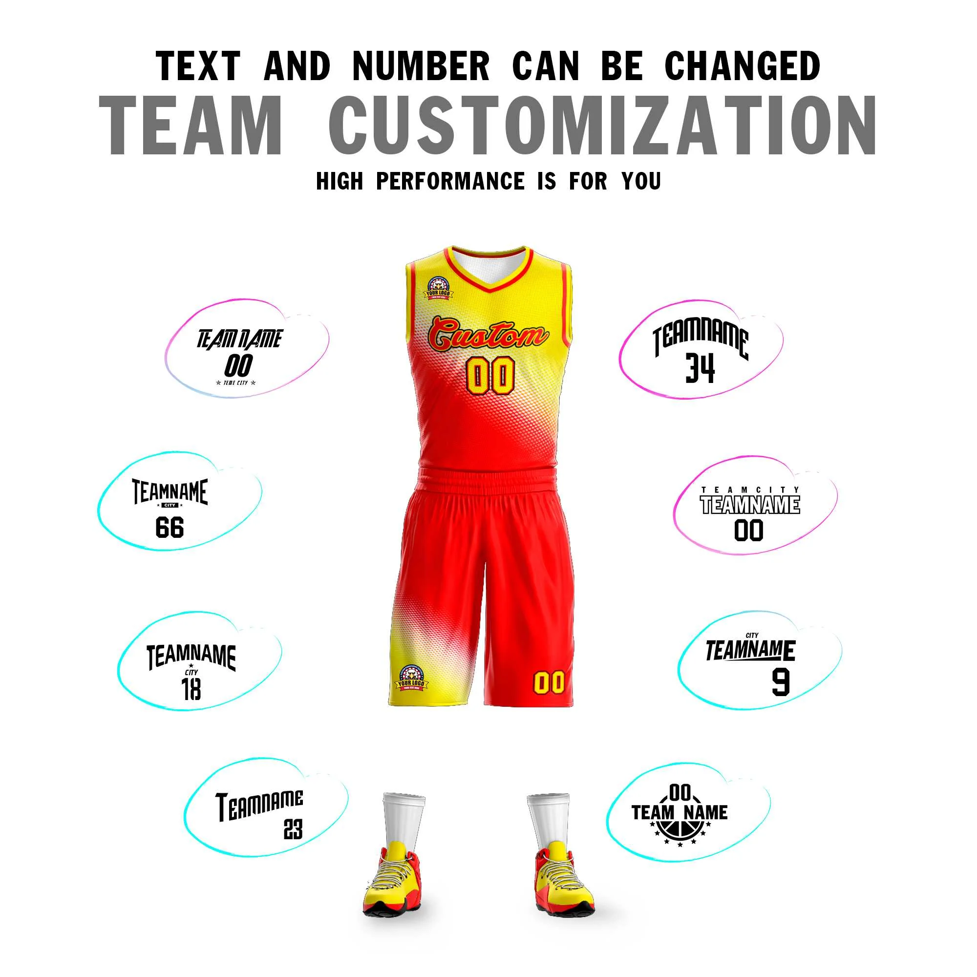 Custom Gold Red Gradient Fashion Sports Uniform Basketball Jersey - Image 4