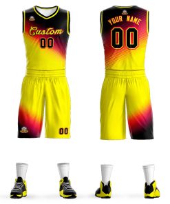 Custom Black Red-Gold Gradient Fashion Sports Uniform Basketball Jersey