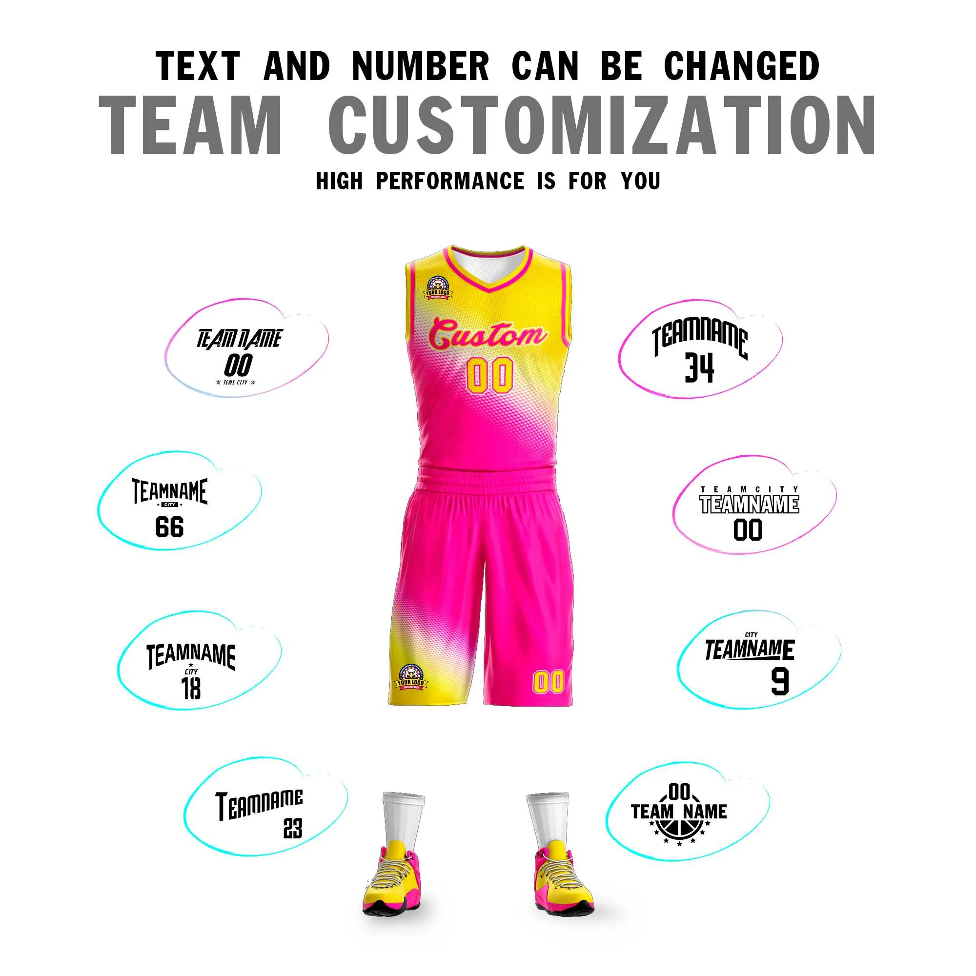 Custom Gold Rose Red Gradient Fashion Sports Uniform Basketball Jersey - Image 4