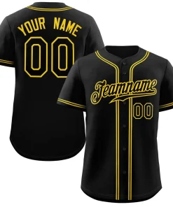 Custom Black Gold Classic Style Authentic Baseball Jersey