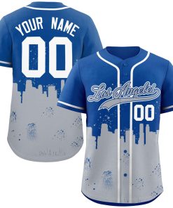 Custom Royal Gray Personalized Los Angeles City Nightscape Authentic Baseball Jersey