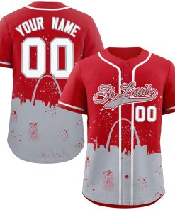 Custom Red Gray Personalized St. Louis City Nightscape Authentic Baseball Jersey