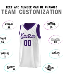 Custom White Purple Chest Slash Patttern Sports Uniform Basketball Jersey