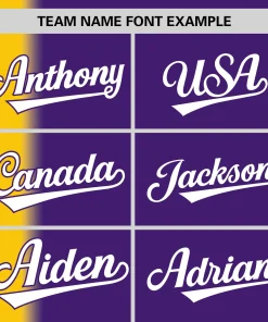 Custom Purple Gold Pinstripe Personalized Gradient Authentic Baseball Jersey