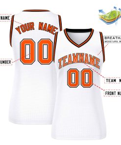 Custom White Orange-Black Classic Tops Mesh Basketball Jersey for Women