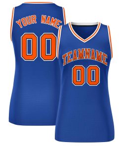 Custom Royal Orange-White Classic Tops Mesh Basketball Jersey for Women