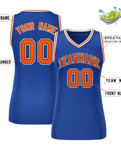 Custom Royal Orange-White Classic Tops Mesh Basketball Jersey for Women