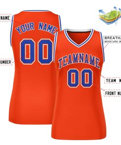 Custom Orange Royal-White Classic Tops Mesh Basketball Jersey for Women