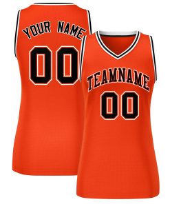 Custom Orange Black-White Classic Tops Mesh Basketball Jersey for Women
